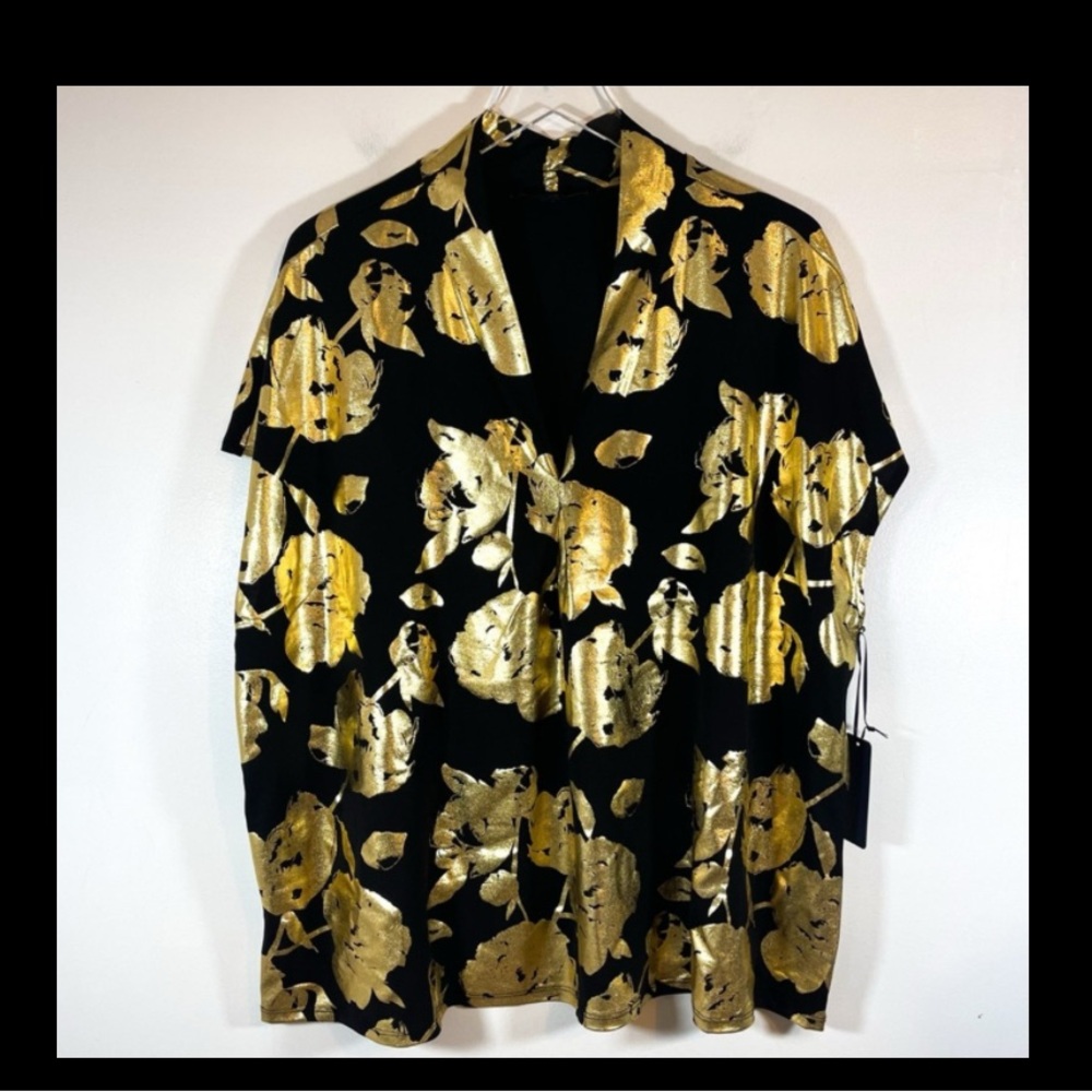 RACHEL Rachel Roy Black and Gold Floral Wrap